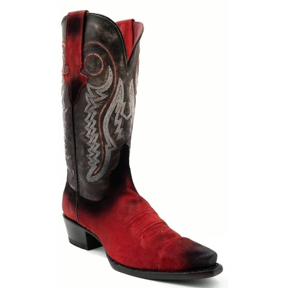 NEW Ferrini Roughrider Red‎ Black Leather Snip Toe Western Cowgirl Boots 6.5B
